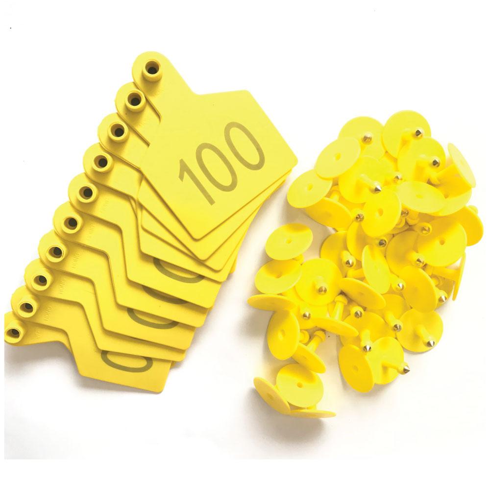 1-100 Cattle Number Ear Tags 7.5x10cm Set - XL Yellow Cow Sheep Livestock Labels-1