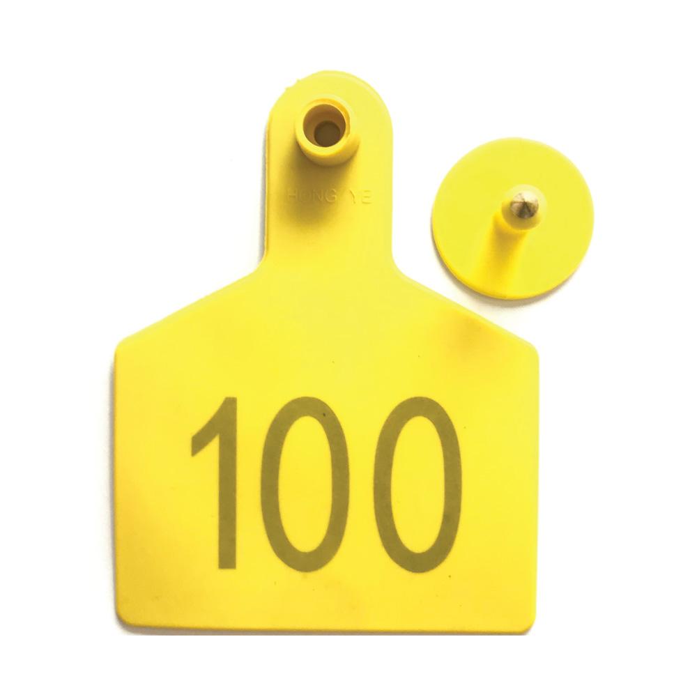 1-100 Cattle Number Ear Tags 7.5x10cm Set - XL Yellow Cow Sheep Livestock Labels-0