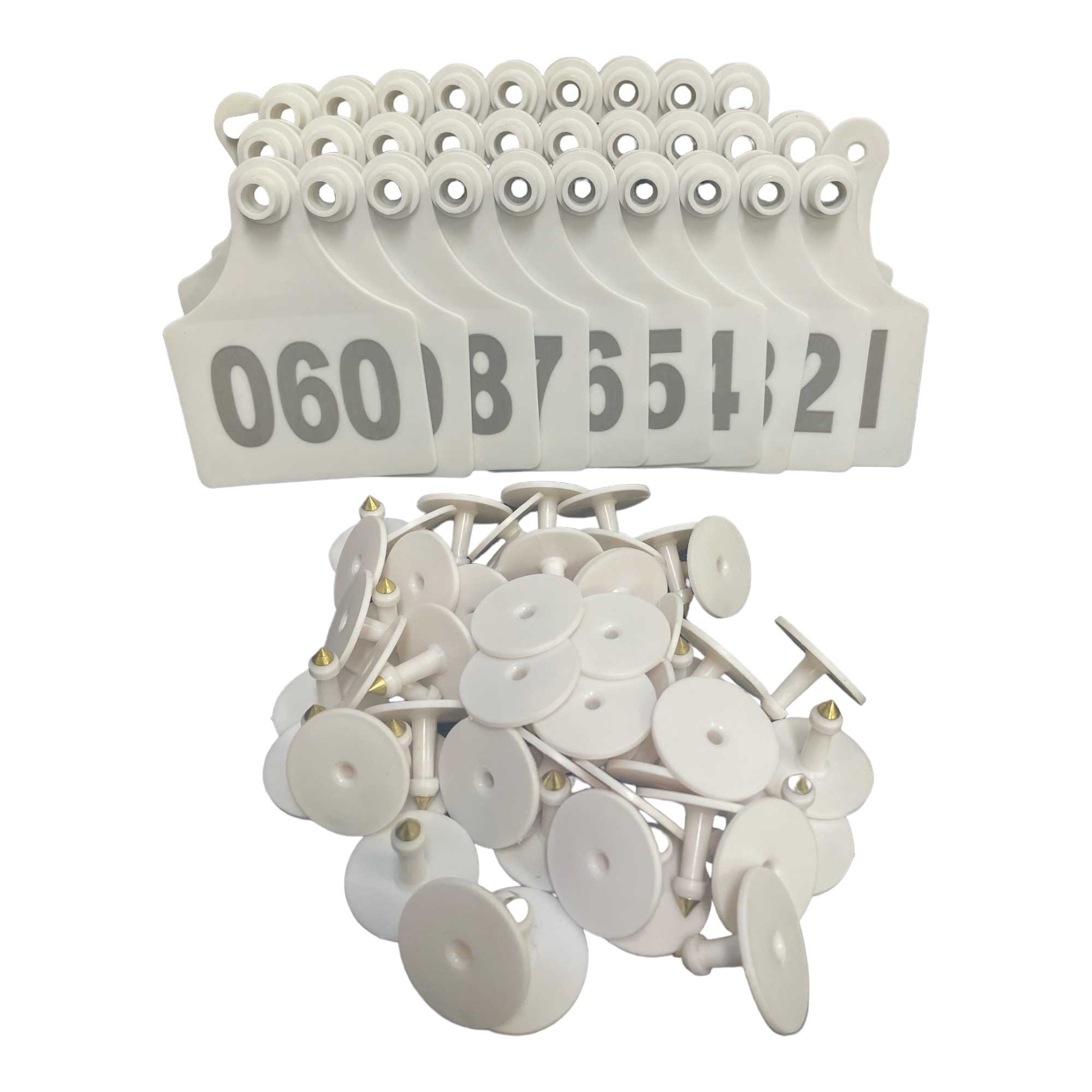 1-100 Cattle Number Ear Tags 7x10cm Set - XL White Cow Sheep Livestock Labels-0