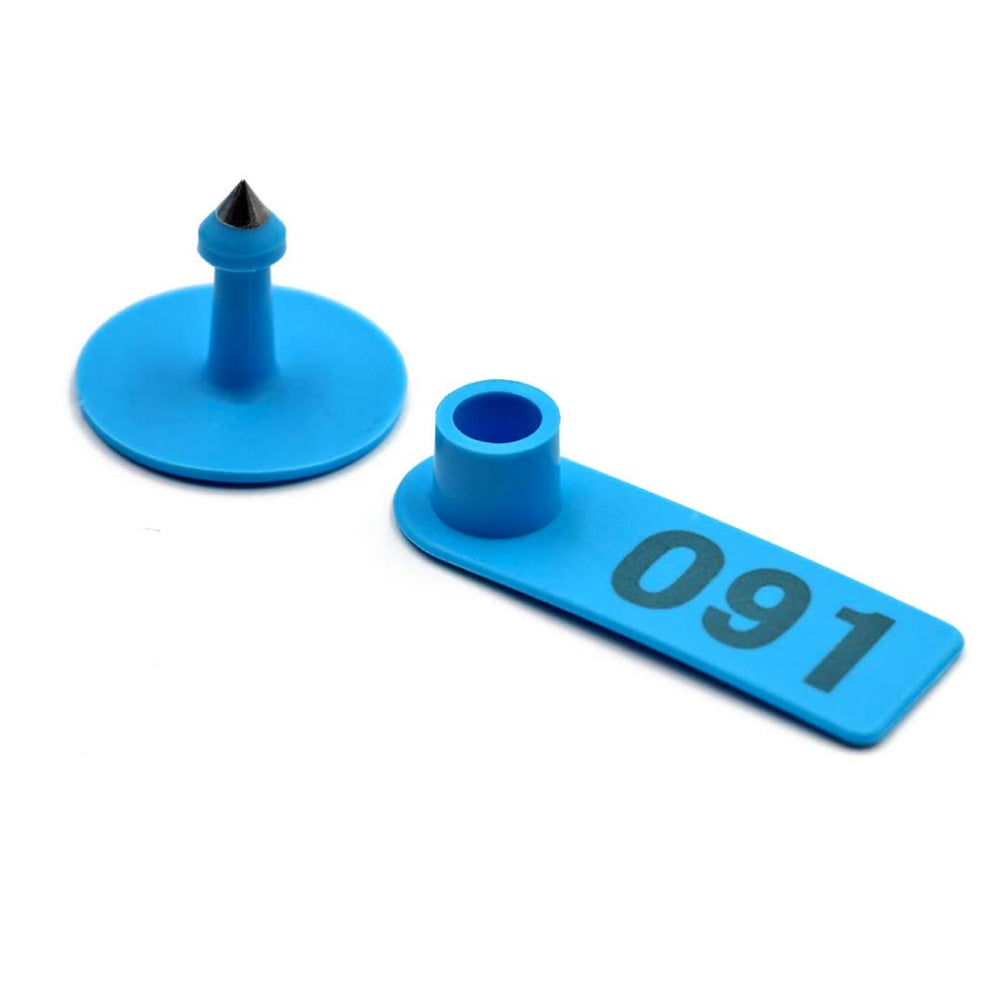 1-100 Cattle Number Ear Tags Set 5x2cm - Blue Small Cow Sheep Pig Livestock Label-0
