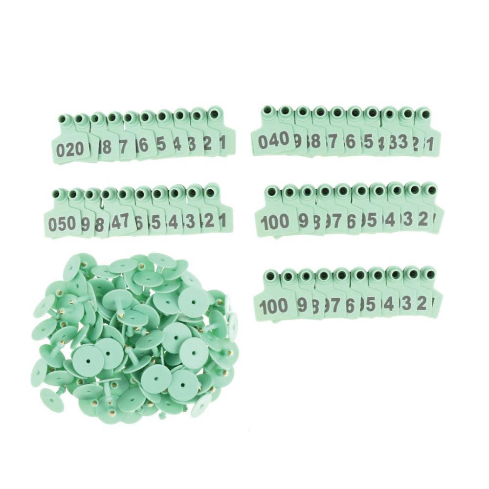 1-100 Cattle Number Ear Tags Set - Green Pig Sheep Goat Livestock Label-0