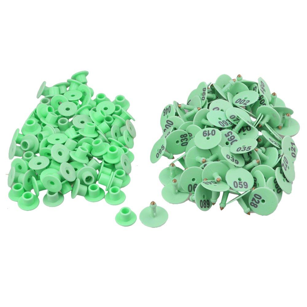 1-100 Cattle Number Ear Tags Set - Round Green Pig Sheep Goat Livestock Label-0
