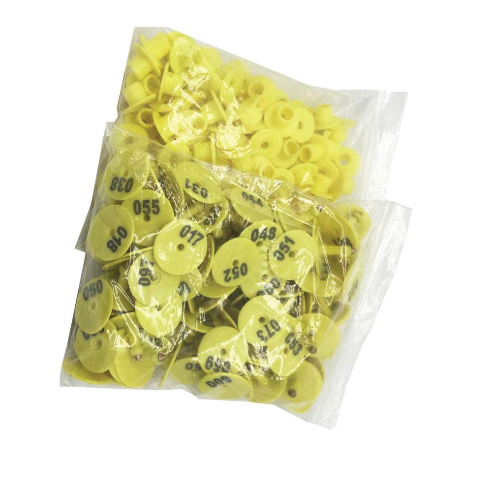 1-100 Cattle Number Ear Tags Set - Round Yellow Pig Sheep Goat Livestock Label-1