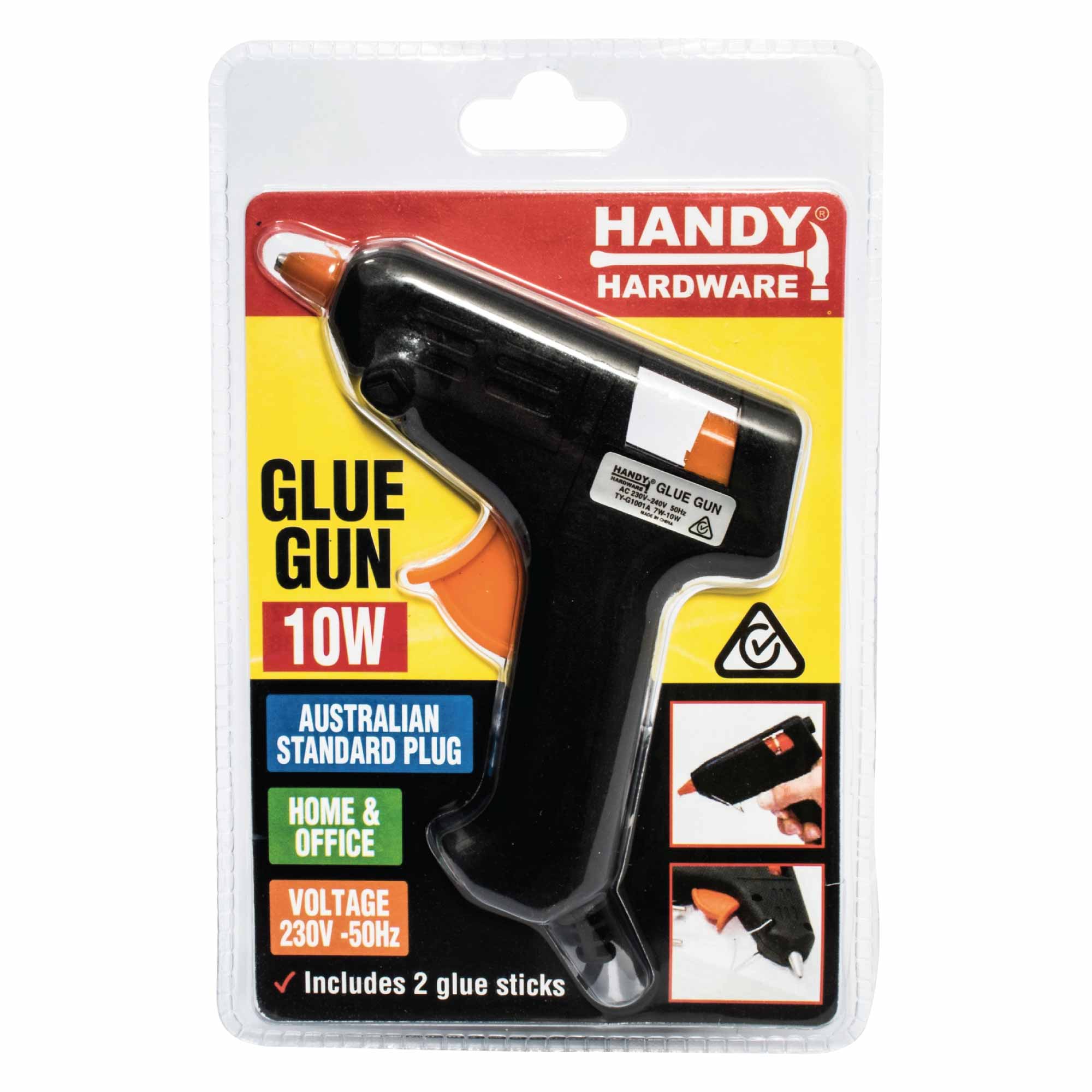 10w Mini Hot Glue Gun Handy Hardware SAA RCM Craft Adhesive 2x 7mmx100mm Sticks-0