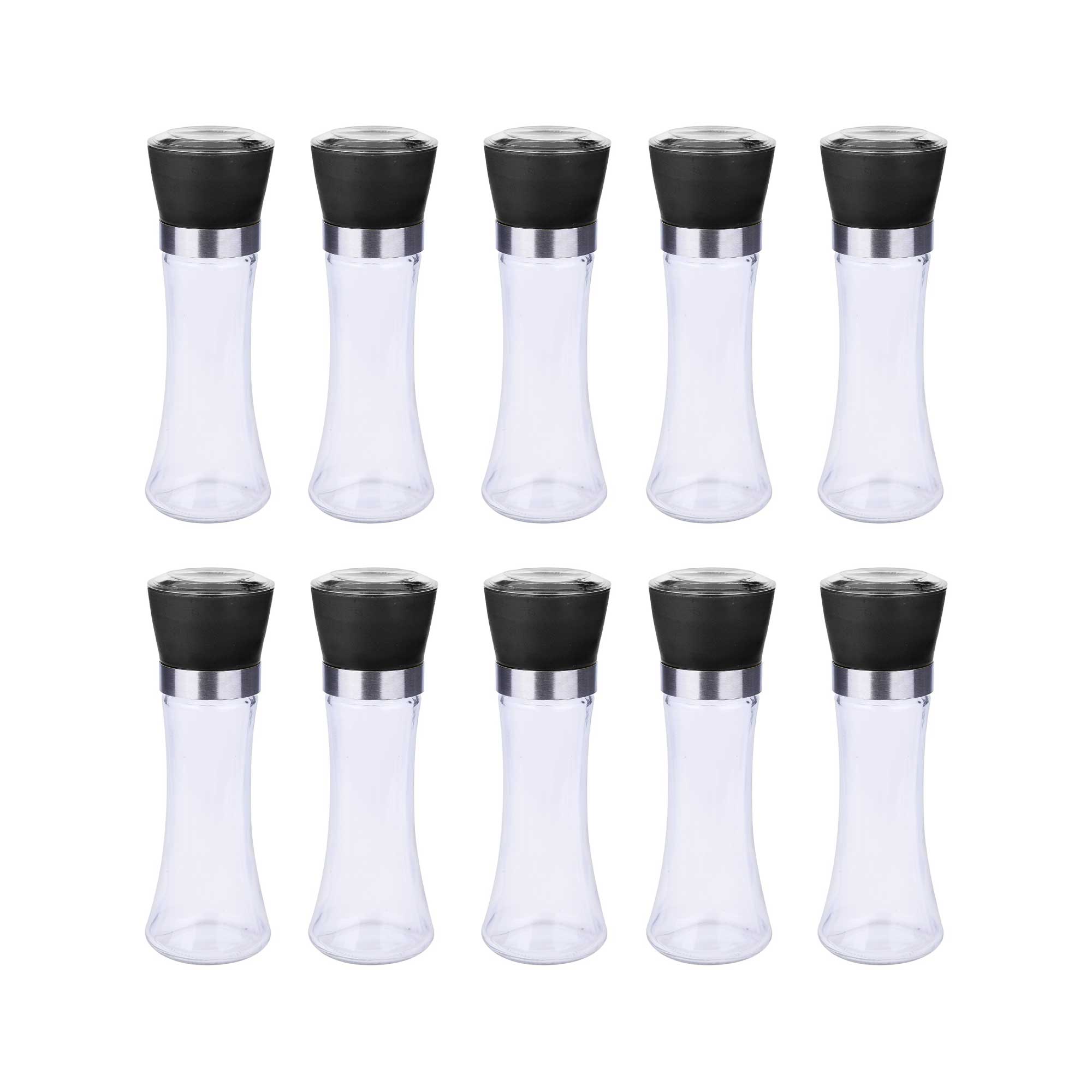 10x 180ml Glass Salt or Pepper Grinder 18cm - Adjustable Ceramic Core Tall Mill-0