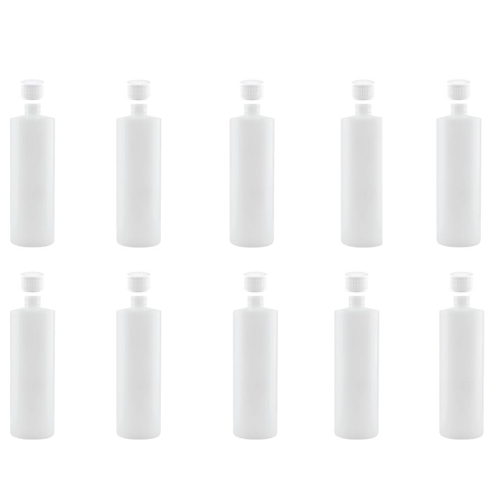 10x 1L Clear HDPE Round Bottle + 28/410 Caps - Empty Plastic Food Storage-0