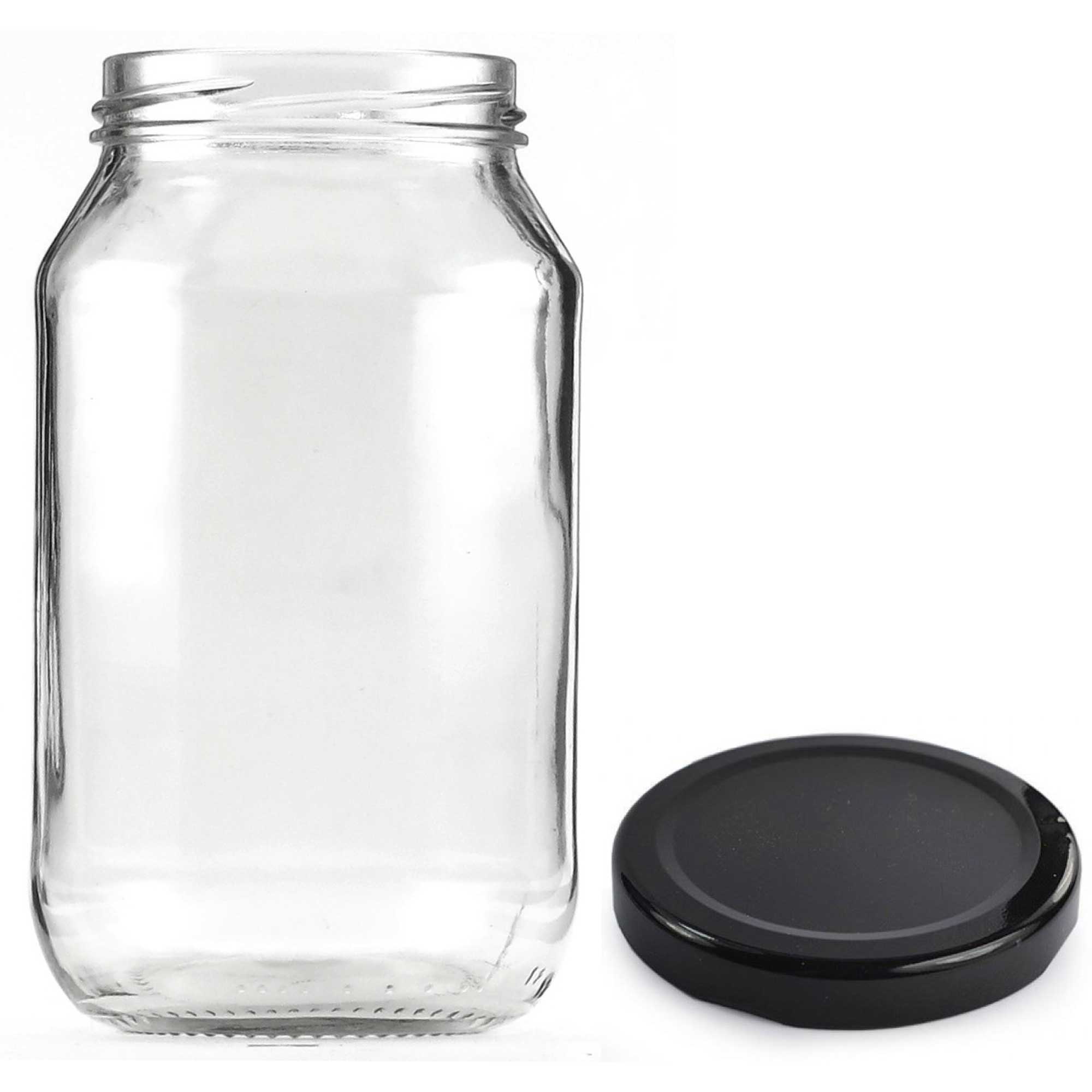 10x 1L Flint Glass Jars + Twist Finish Lids - Round Food Storage Preserving-1