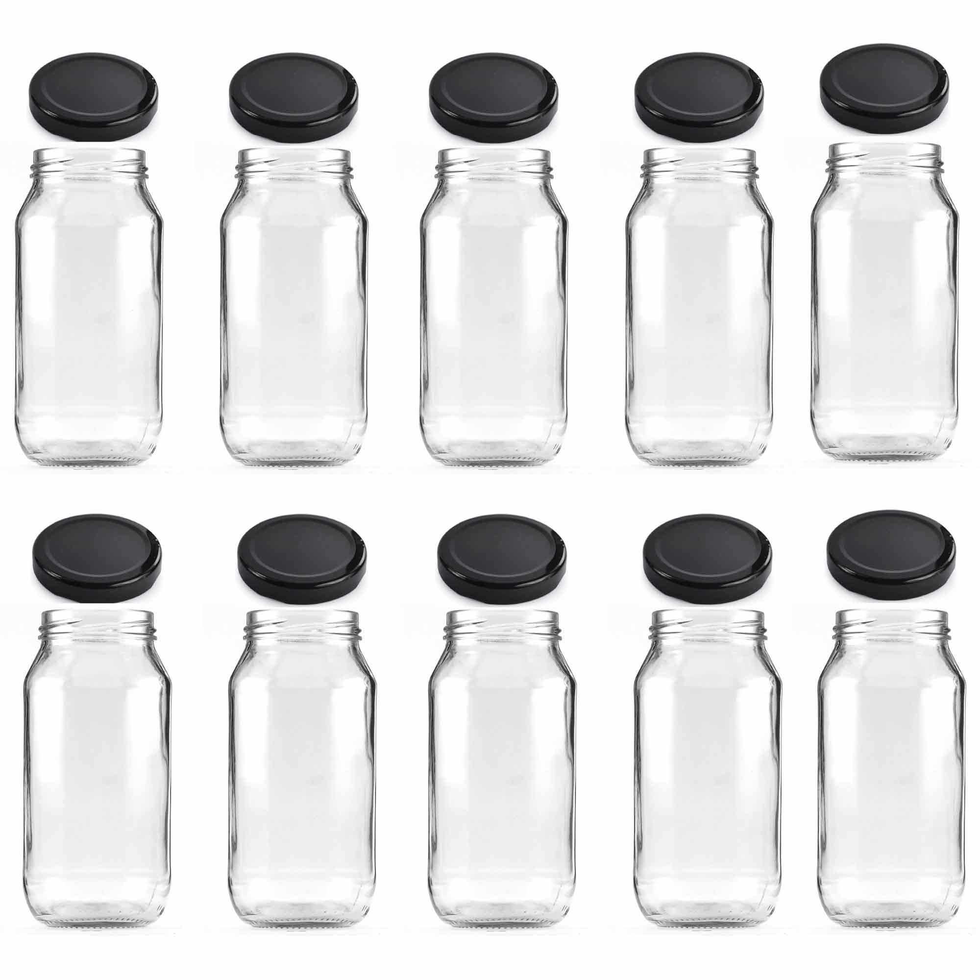 10x 1L Flint Glass Jars + Twist Finish Lids - Round Food Storage Preserving-0