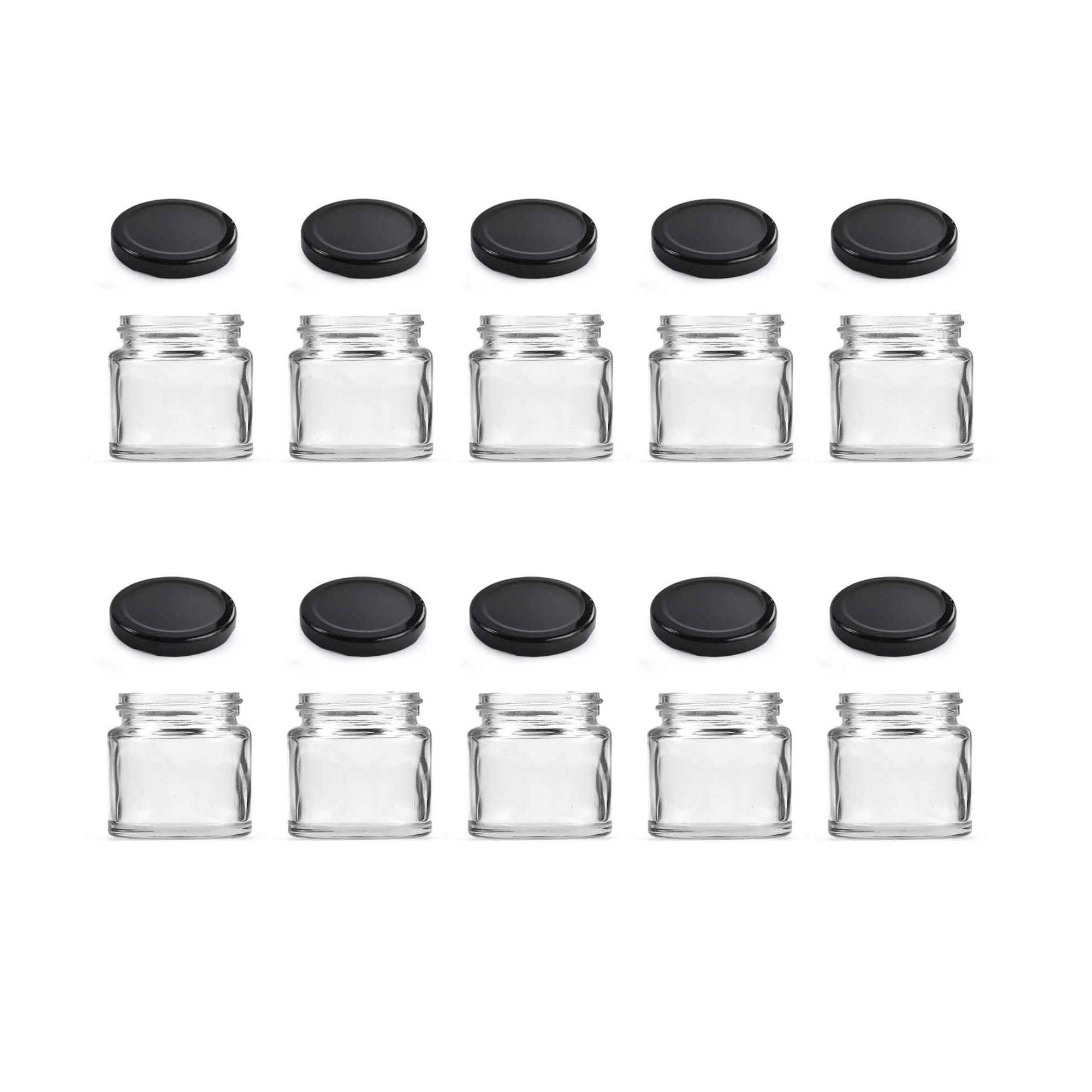 10x 300ml Flint Glass Jars + Twist Lids - Round Food Cosmetic Packing Containers-0