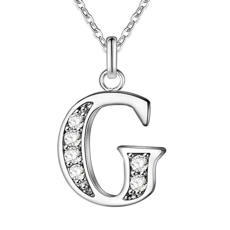 26 Letters A-Z Free Shipping silver plated Necklace Stamp fashion silver jewelry Fashion Pendant best birthday gift