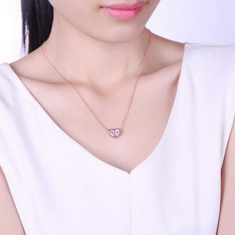 Women's Heart Shaped Crystal Necklace