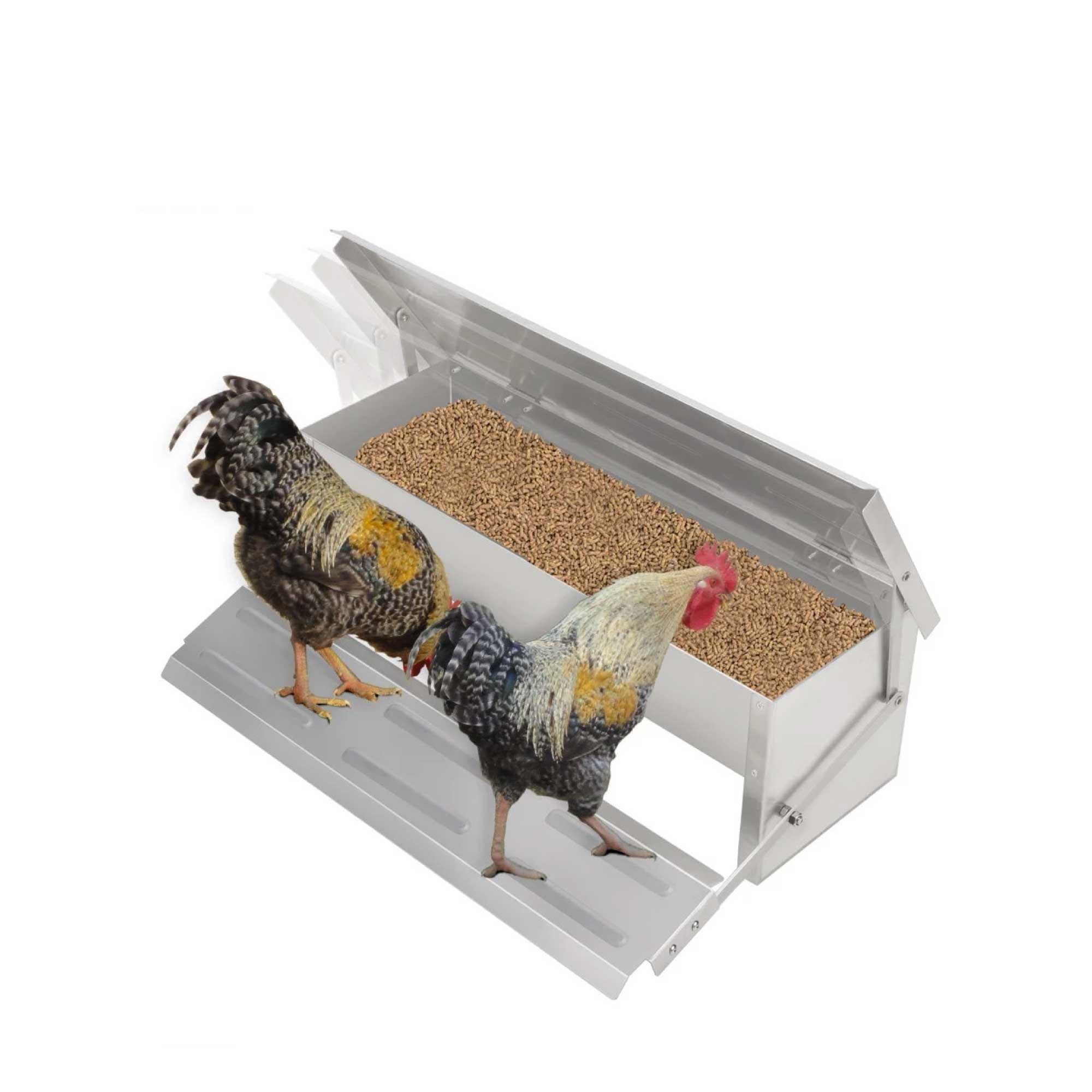 11L Automatic Chook Chicken Feeder Poultry Auto Treadle Aluminium Metal Feeders-3