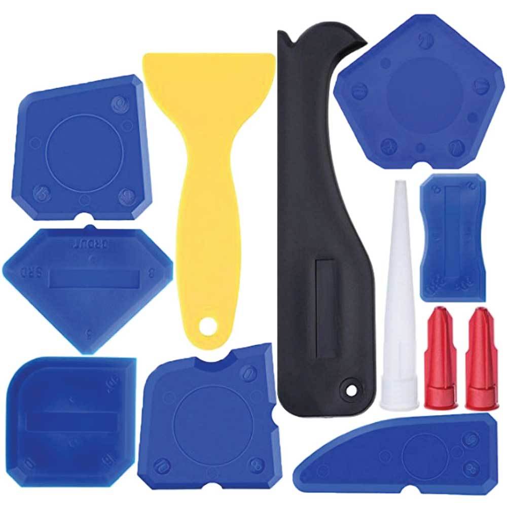 12 Piece Plastic Sealant Scraper Tools Finishing Grout Silicone Caulking Remover-0