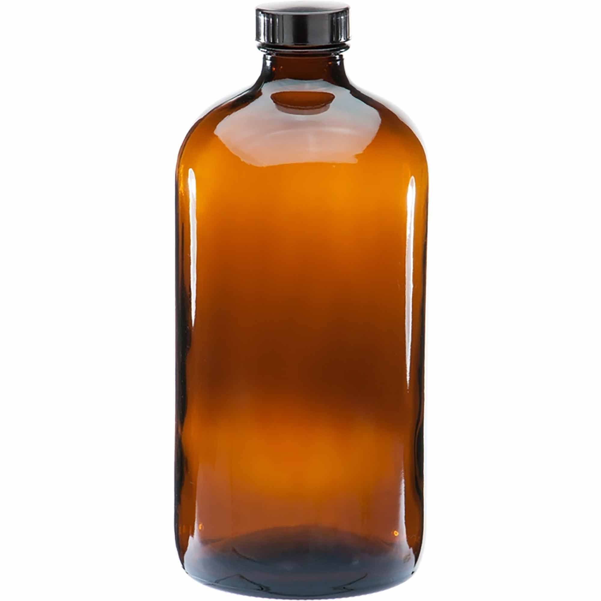 12 x 1L Amber Glass Boston Bottles Screw Cap Empty Essential Oil Bulk-0