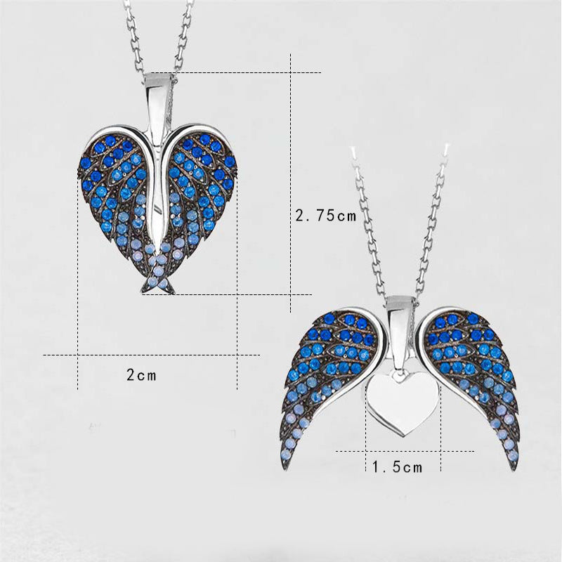 Women's Heart Shaped Angel Wing Necklace