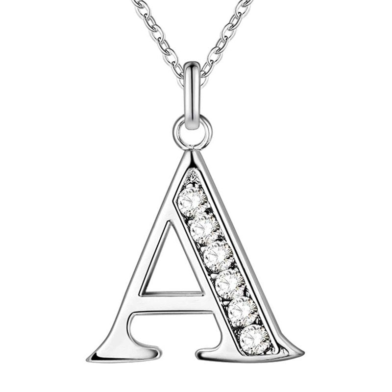 26 Letters A-Z Free Shipping silver plated Necklace Stamp fashion silver jewelry Fashion Pendant best birthday gift