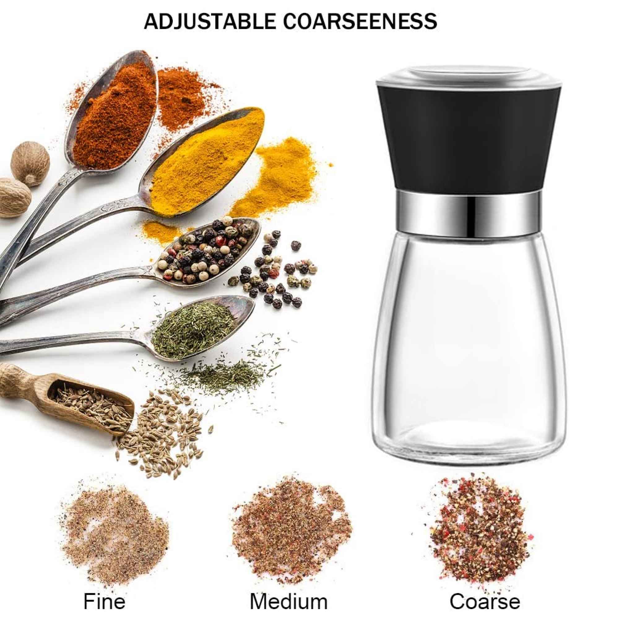 12x 150ml Glass Salt or Pepper Grinder 12cm - Adjustable Ceramic Core Short Mill-4