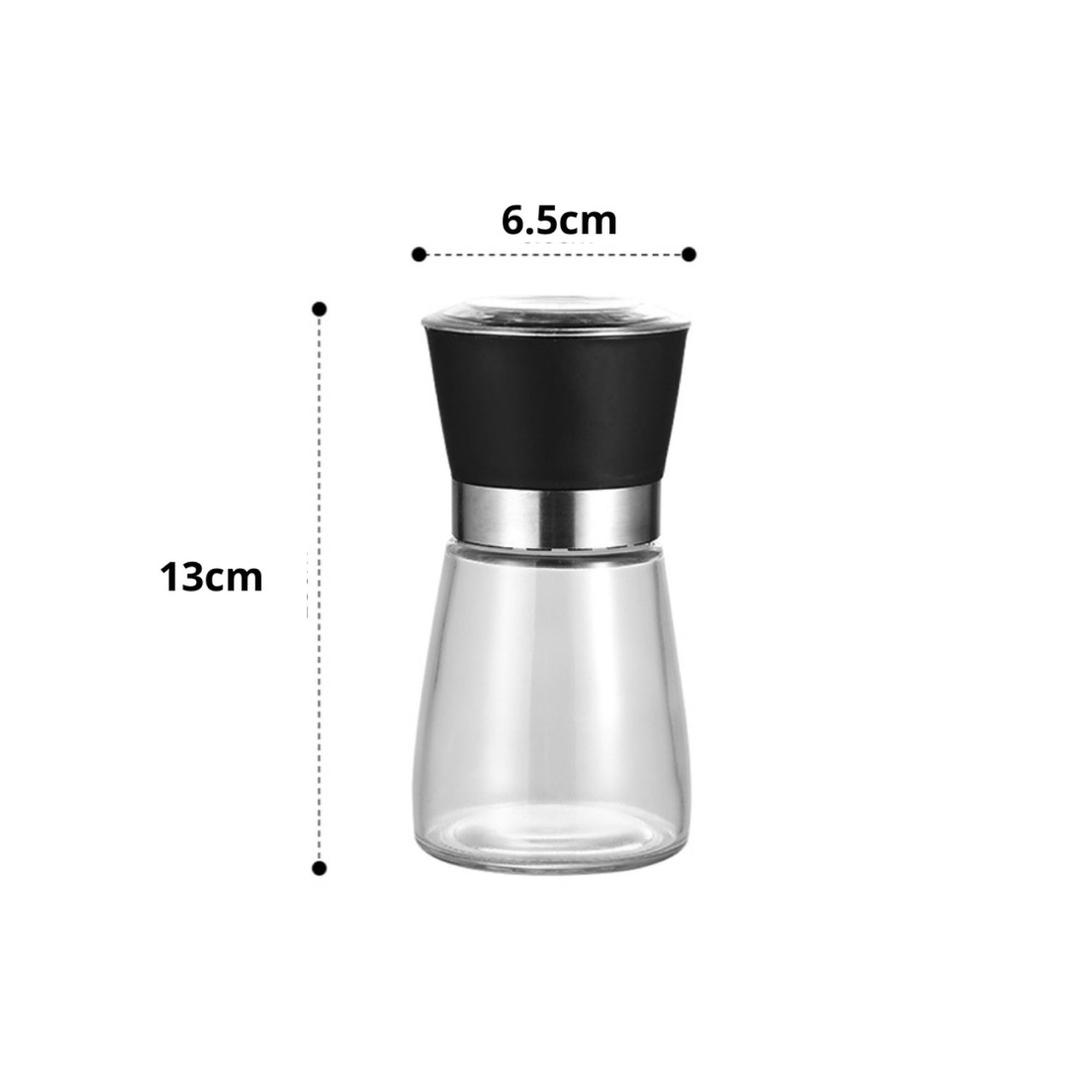 12x 150ml Glass Salt or Pepper Grinder 12cm - Adjustable Ceramic Core Short Mill-5