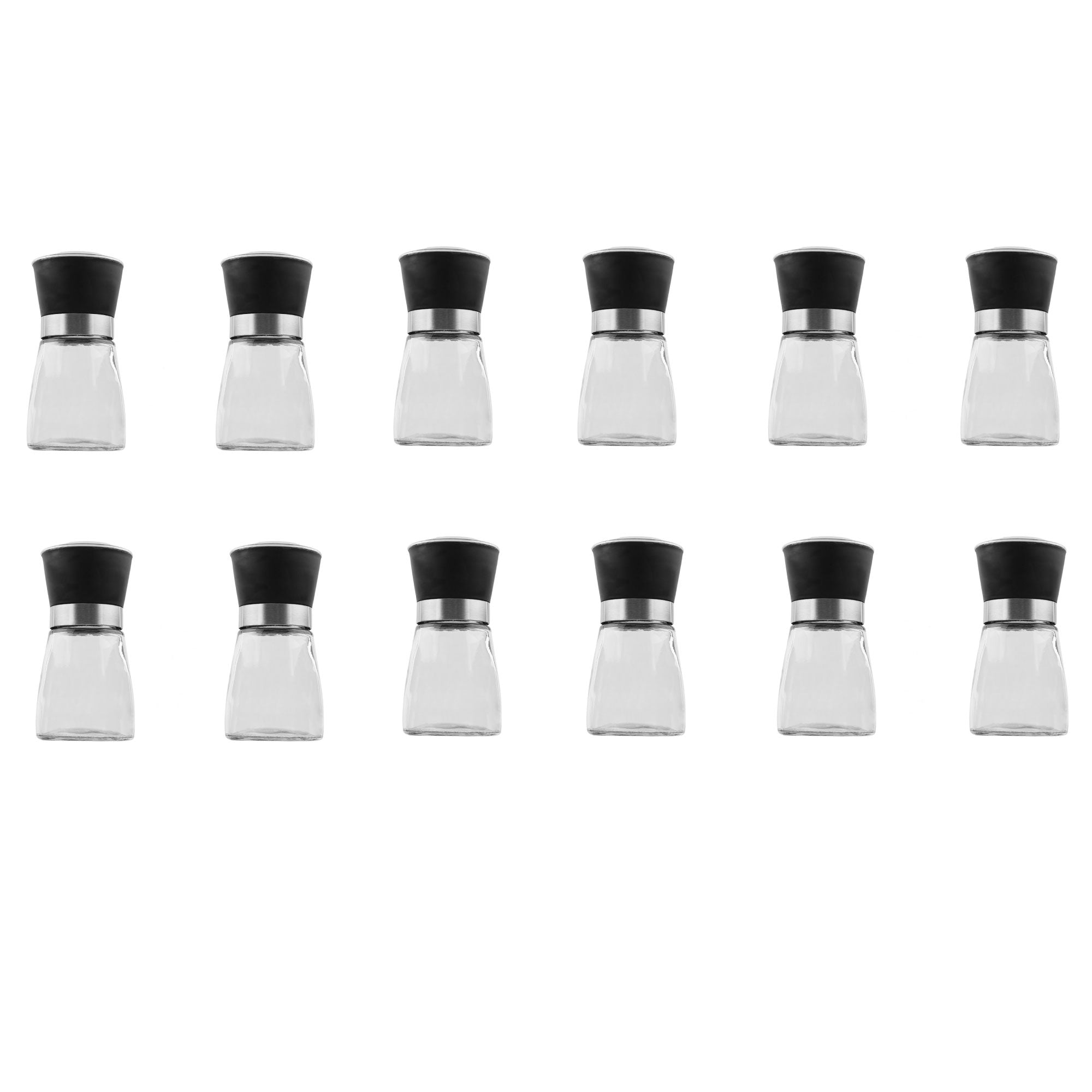 12x 150ml Glass Salt or Pepper Grinder 12cm - Adjustable Ceramic Core Short Mill-0