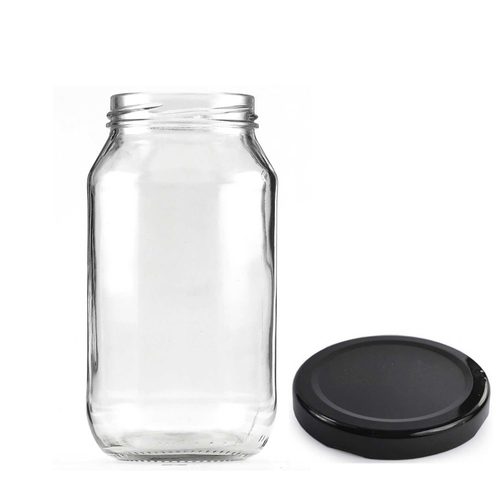 12x 500ml Flint Glass Jars + Twist Lids - Round Food Storage Preserving Jar-1