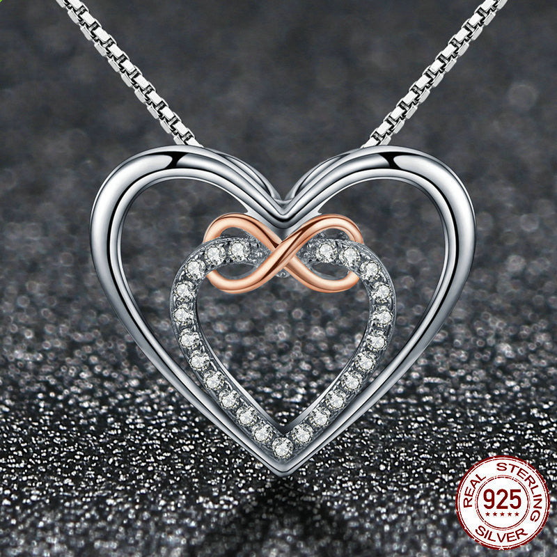 S925 Sterling Silver Smart Heart-shaped Gold-plated Pendant Necklace