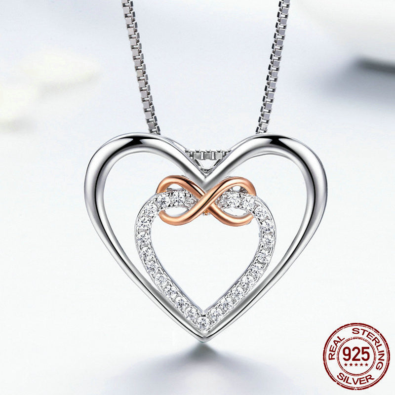 S925 Sterling Silver Smart Heart-shaped Gold-plated Pendant Necklace