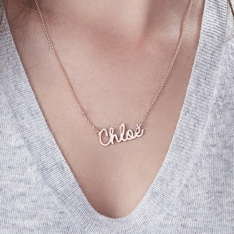 Sterling Silver Private Custom Necklace Letter Name Girl