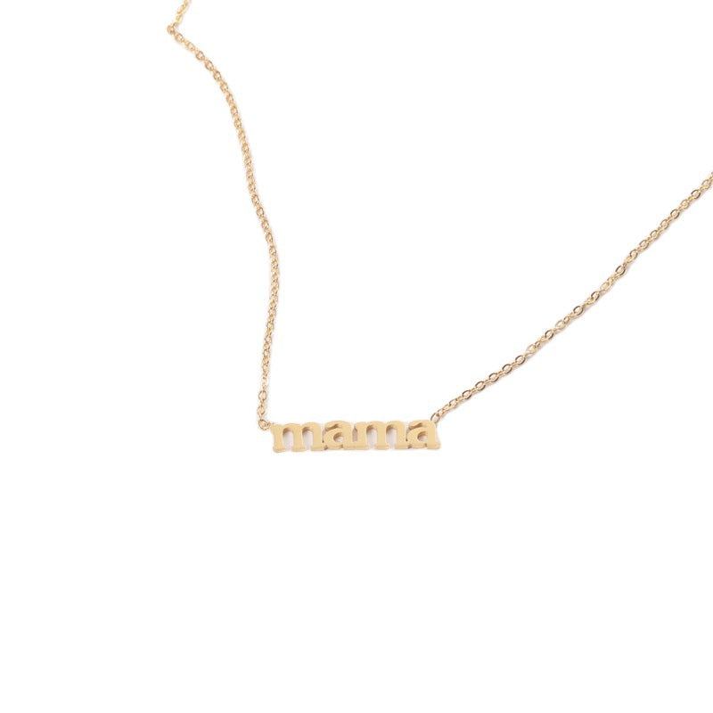 Mother Letter Necklace Titanium Steel Plating Real Gold