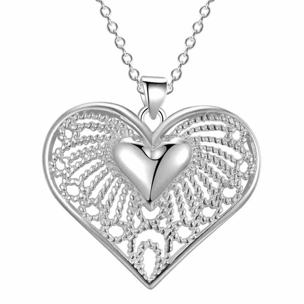 Silver Plated Jewelry Wholesale Pendants Peach Heart Necklace Jewelry Necklace Accessories