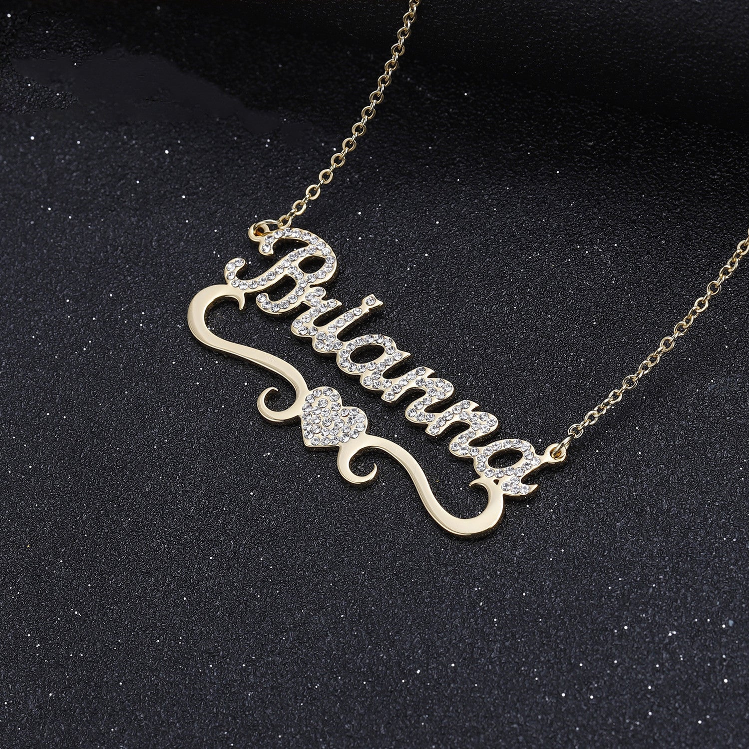 Source Manufacturer Ins Style European And American Fashion Full Diamond Name Letter Custom Necklace Diy Steel Titanium Jewelry Pendant