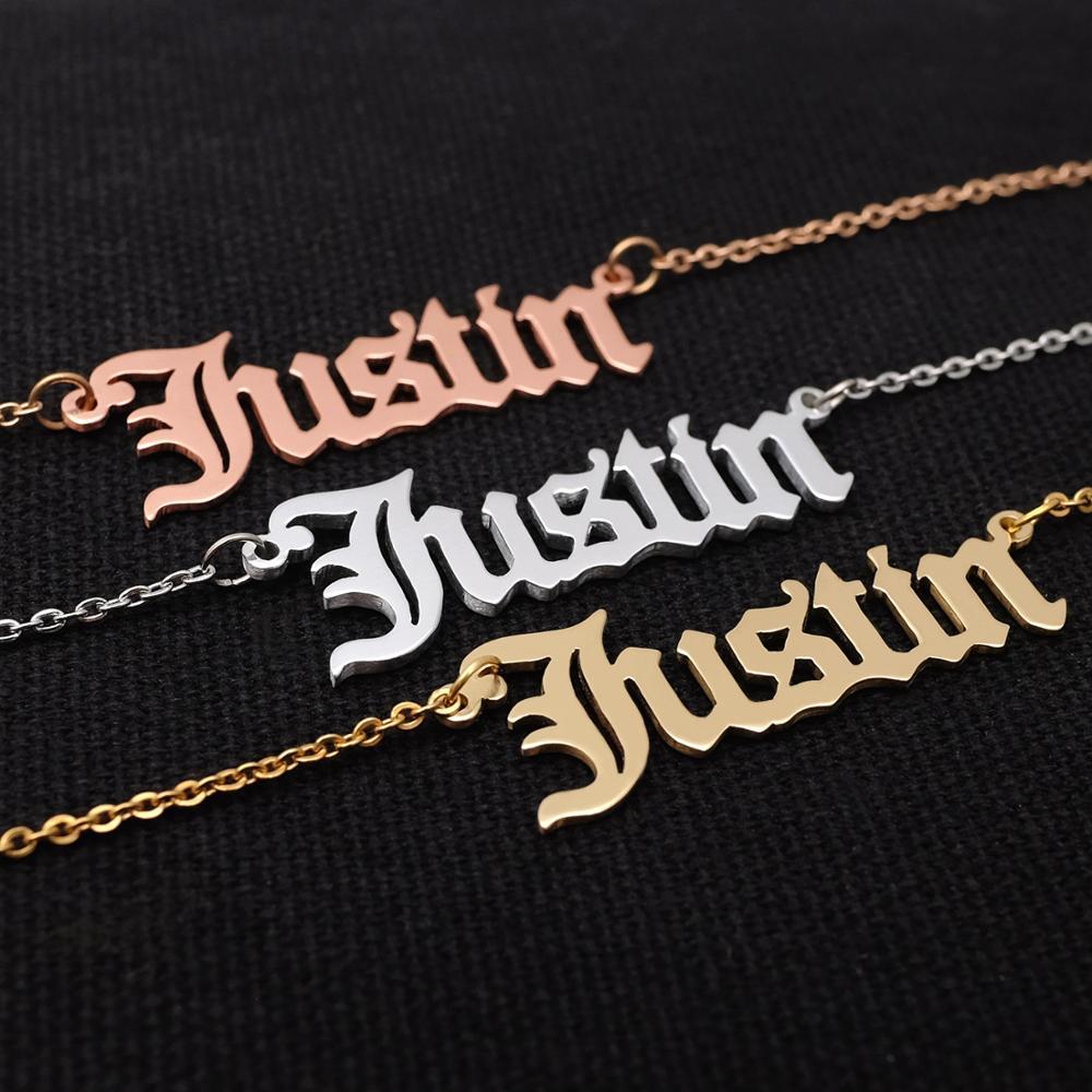 Source Manufacturer Ins Style European And American Fashion Full Diamond Name Letter Custom Necklace Diy Steel Titanium Jewelry Pendant
