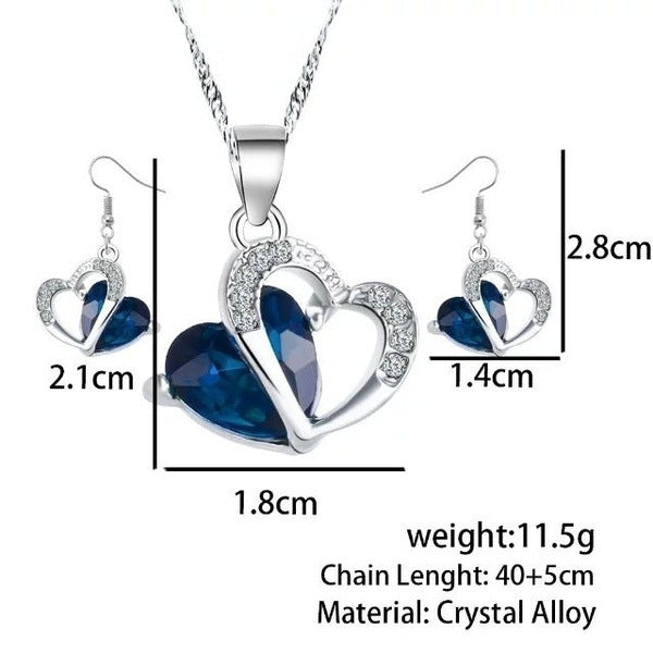 Heart-shaped Earrings Necklace Jewelry Set Decorations Wedding