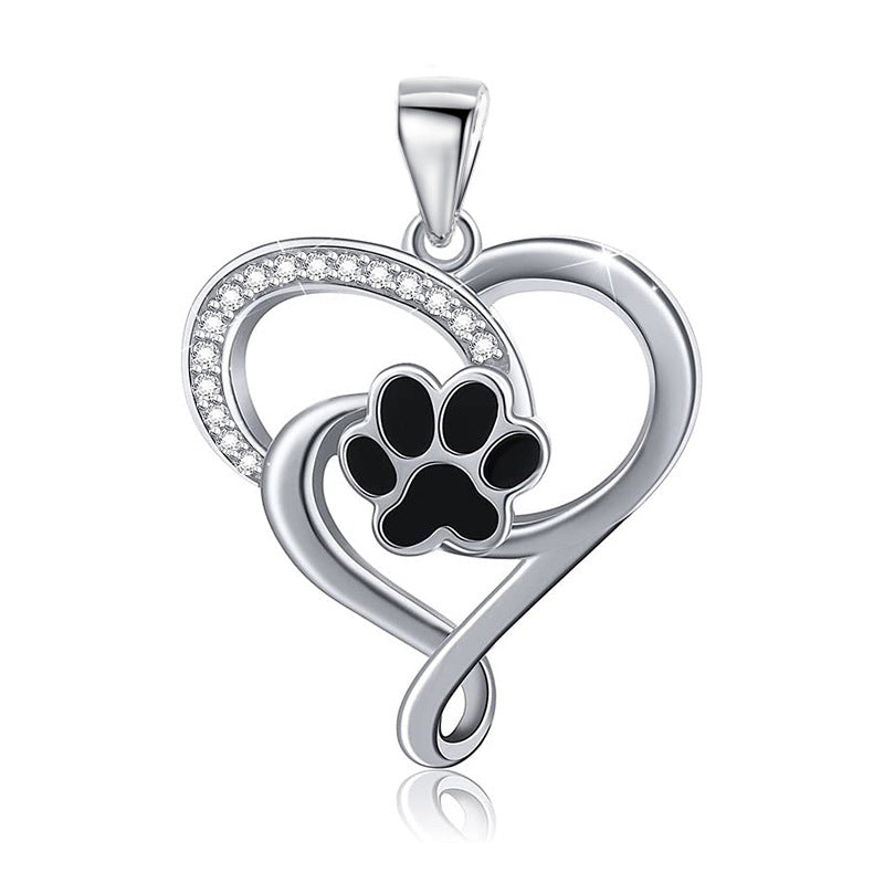 Cat Claw Epoxy Love Heart Pendant Cute Dog Claw Pendant