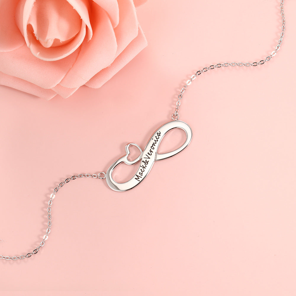 Eight-shaped necklace heart-shaped pendant