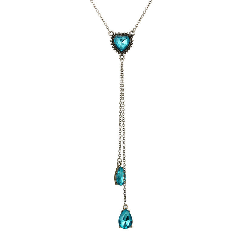 Heart shaped water drop tassel necklace