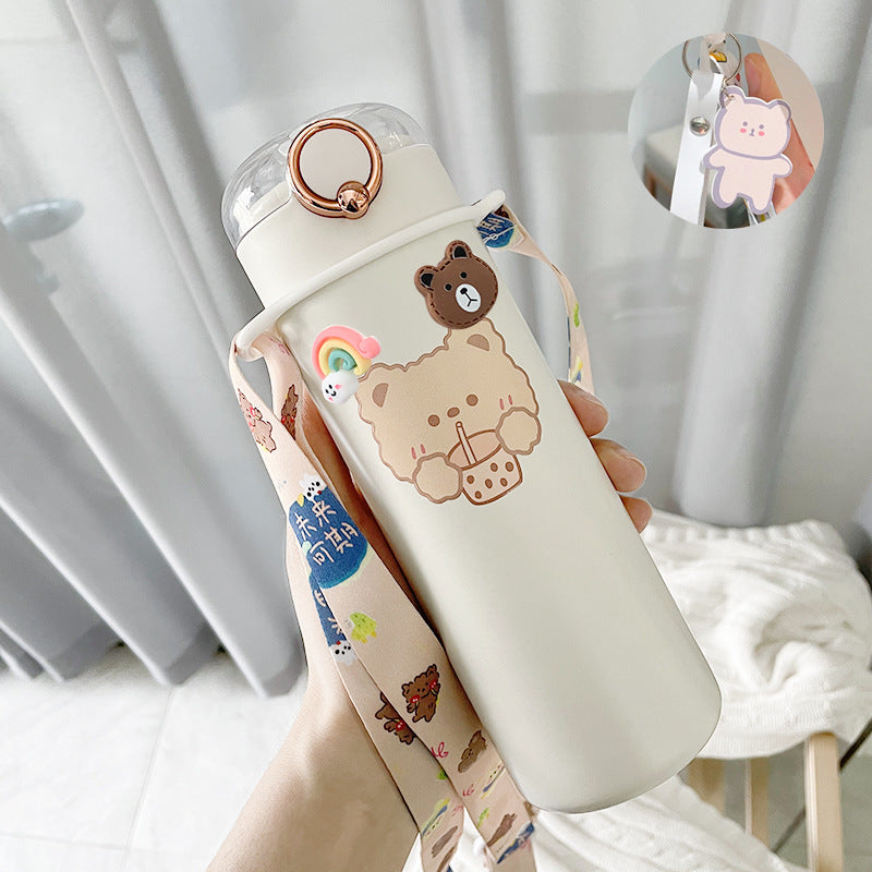 Water Bottle  Cup Female Cute Girl Bottle With Straw High Value