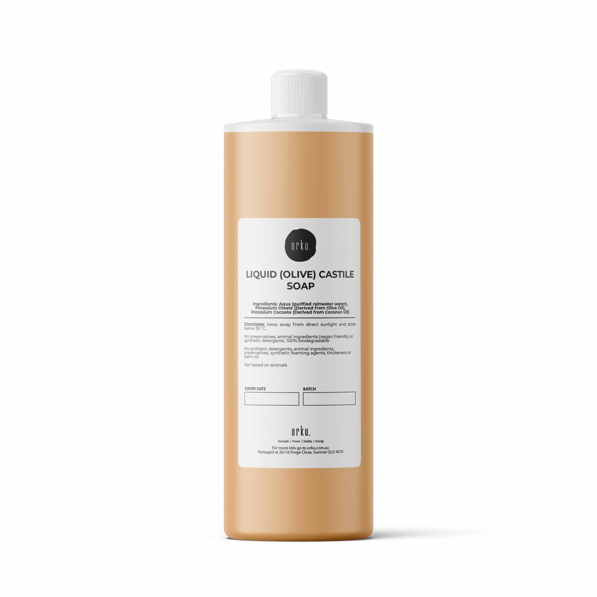 1L Liquid Castile Soap - Pure Unscented Natural Olive Oil Base High Concentrate-0
