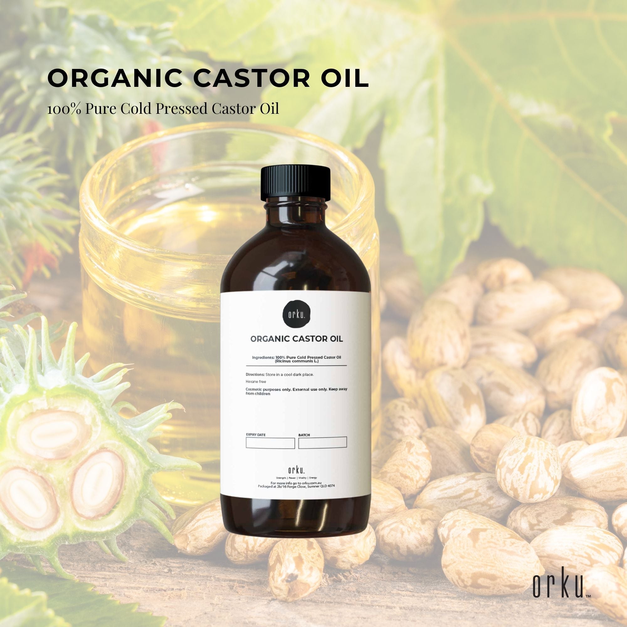 1L Organic Castor Oil - Hexane Free Cold Pressed Anti Oxidant Skin Hair Care-1