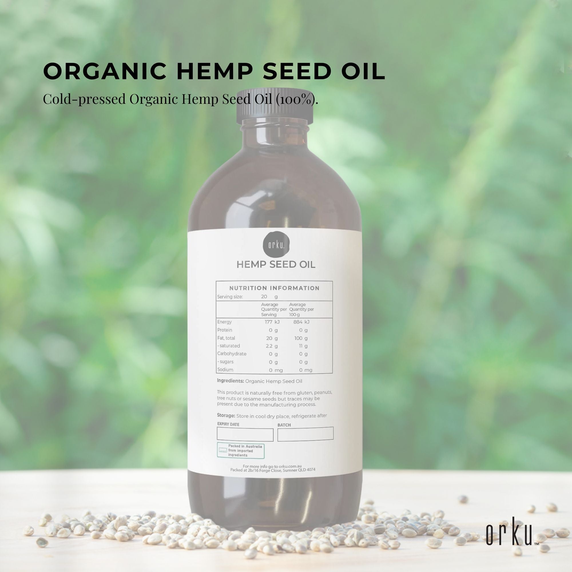 1L Organic Hemp Seed Oil - Cold Pressed Food Grade Healthy Oils Foods-1