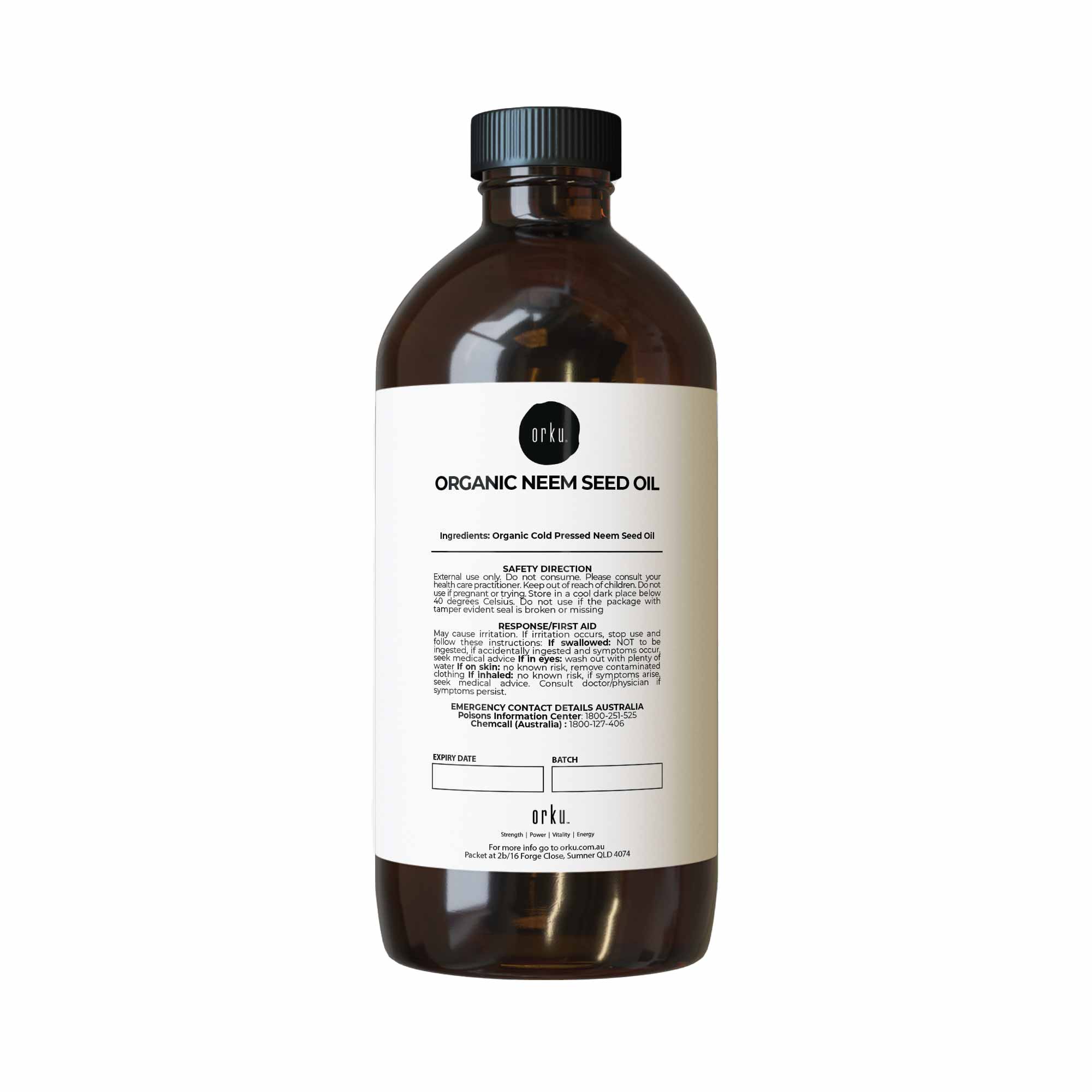 Orku 1L Organic Neem Seed Oil - Debitterised Cold Pressed Azadirachtin Indica-0