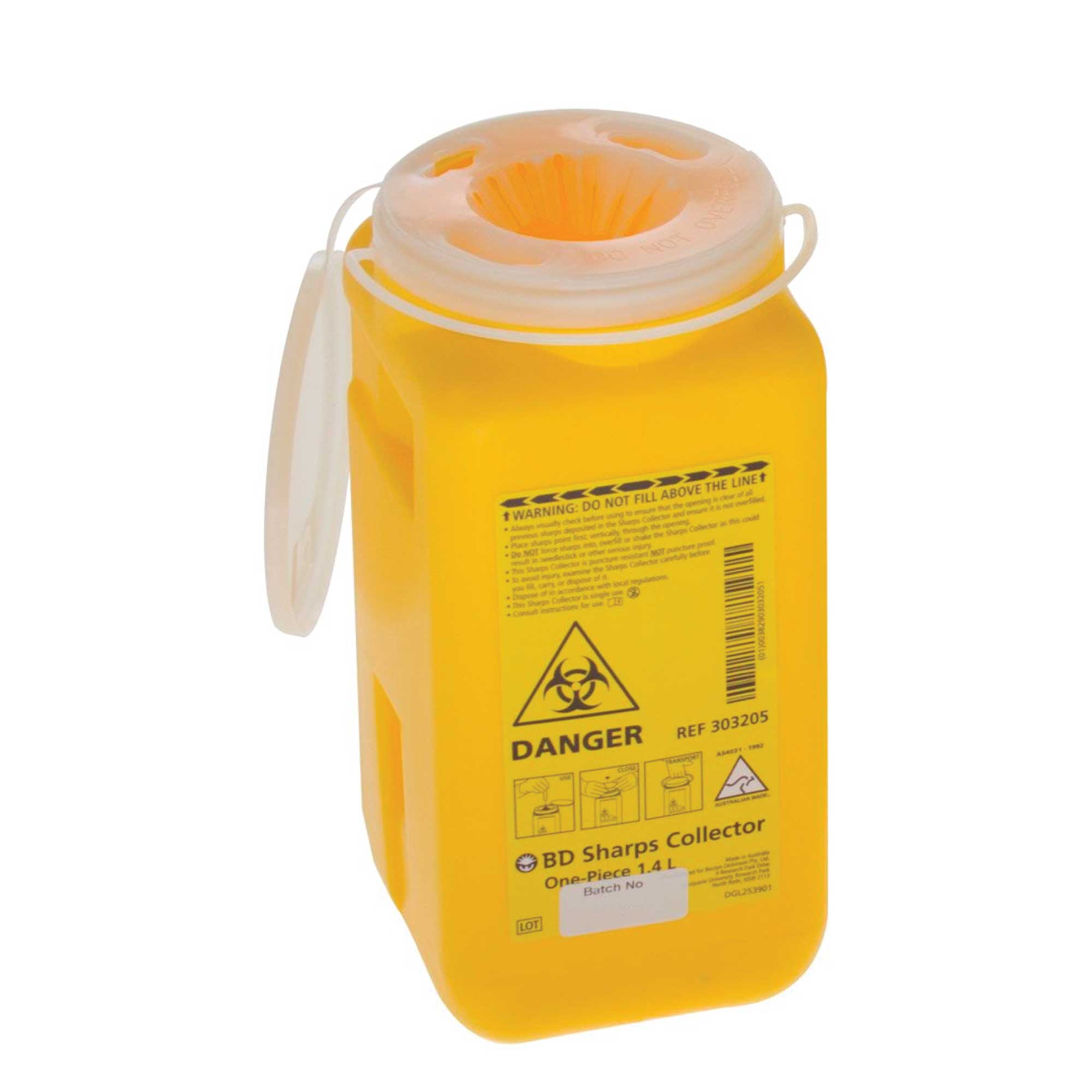 1.4L Sharps Container Needle Biohazard Bin Disposal - Medical Waste Collector-2