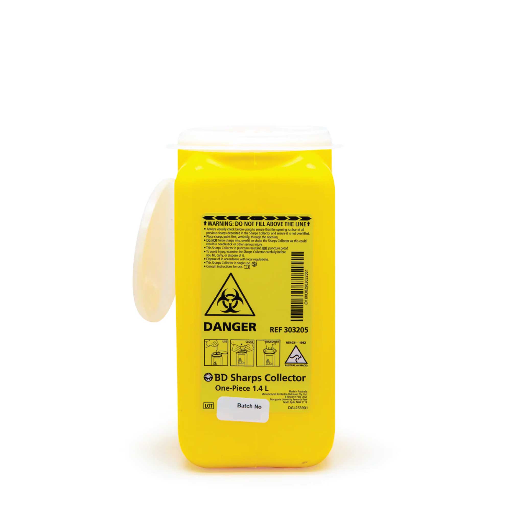 1.4L Sharps Container Needle Biohazard Bin Disposal - Medical Waste Collector-0