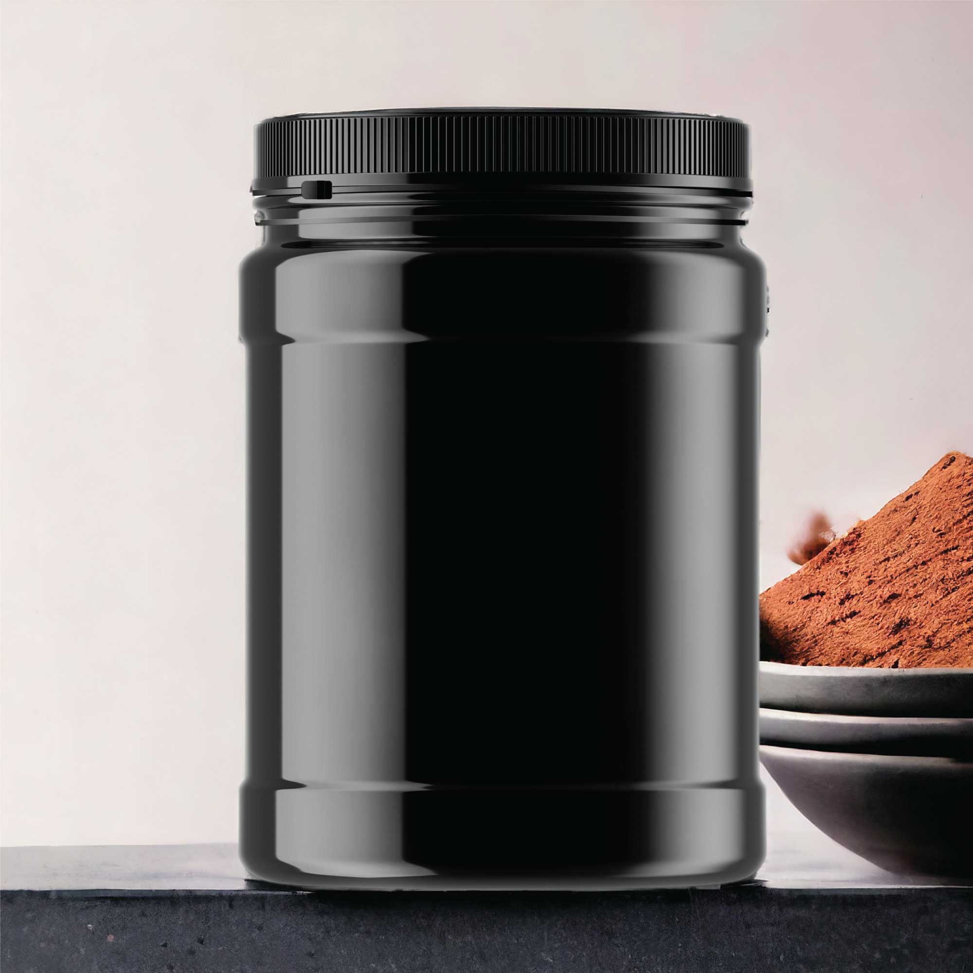 1.5L Wide Mouth Plastic Jars and Lids Black - Empty Protein and Powder Tubs-5