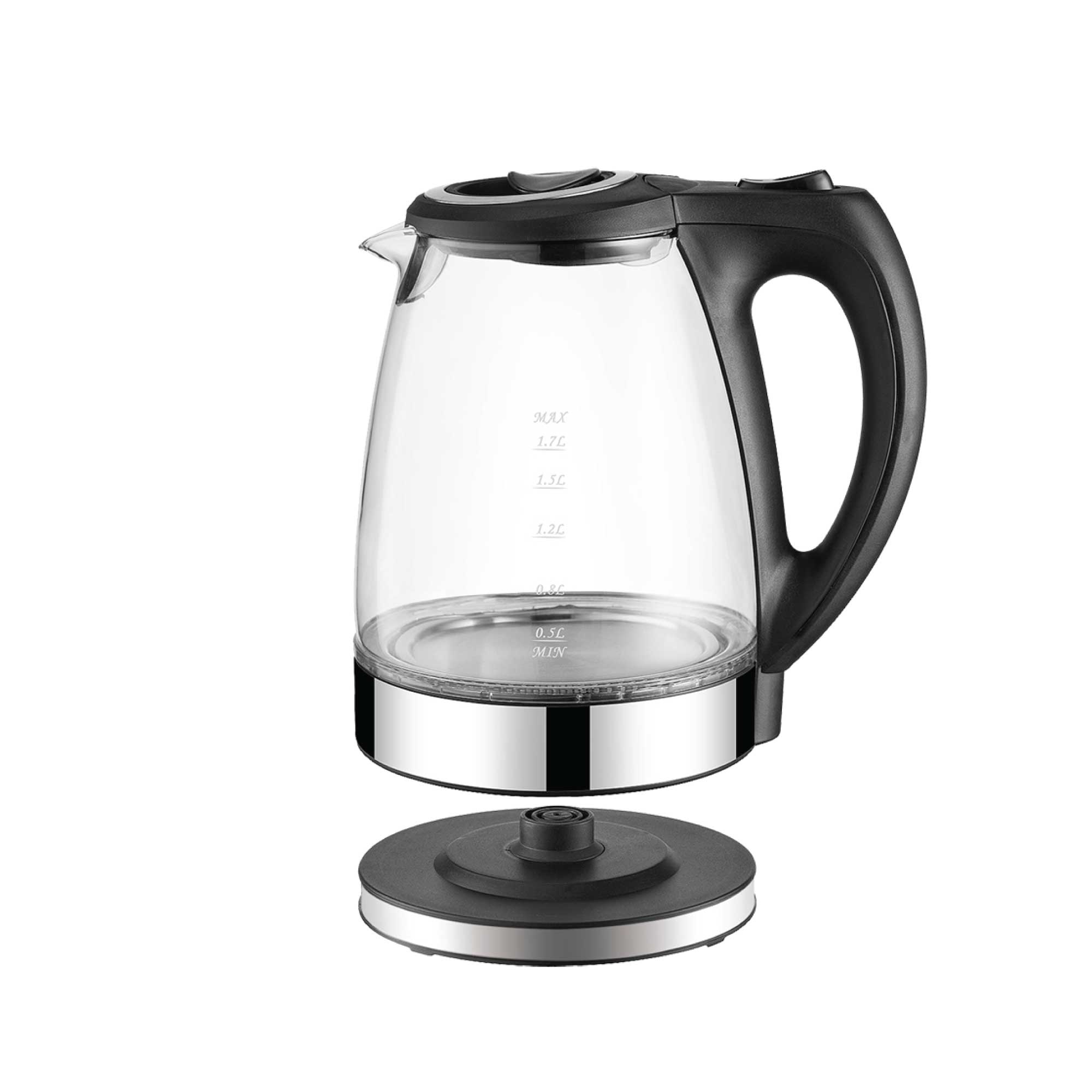 1.7L Electric Glass Kettle LED Blue Light 360 Automatic Cordless Water Boiling Jug-1