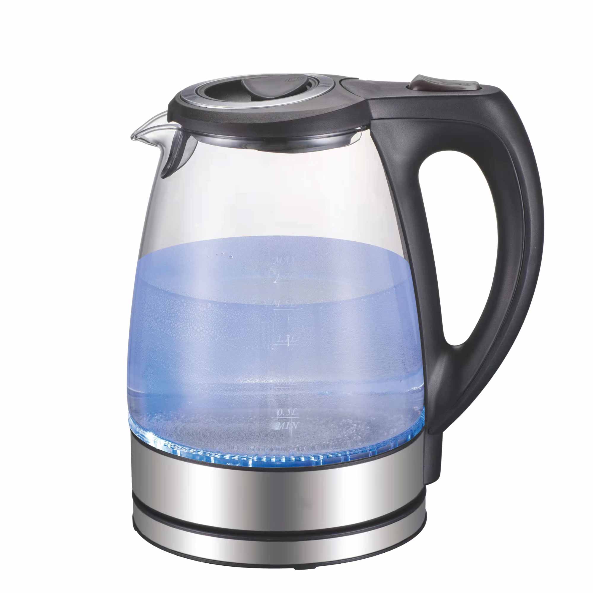 1.7L Electric Glass Kettle LED Blue Light 360 Automatic Cordless Water Boiling Jug-0