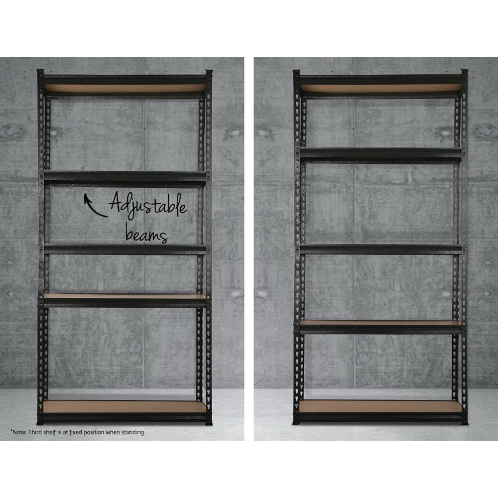 1.8M 5-Shelves Steel Warehouse Shelving Racking Garage Storage Rack Black-4
