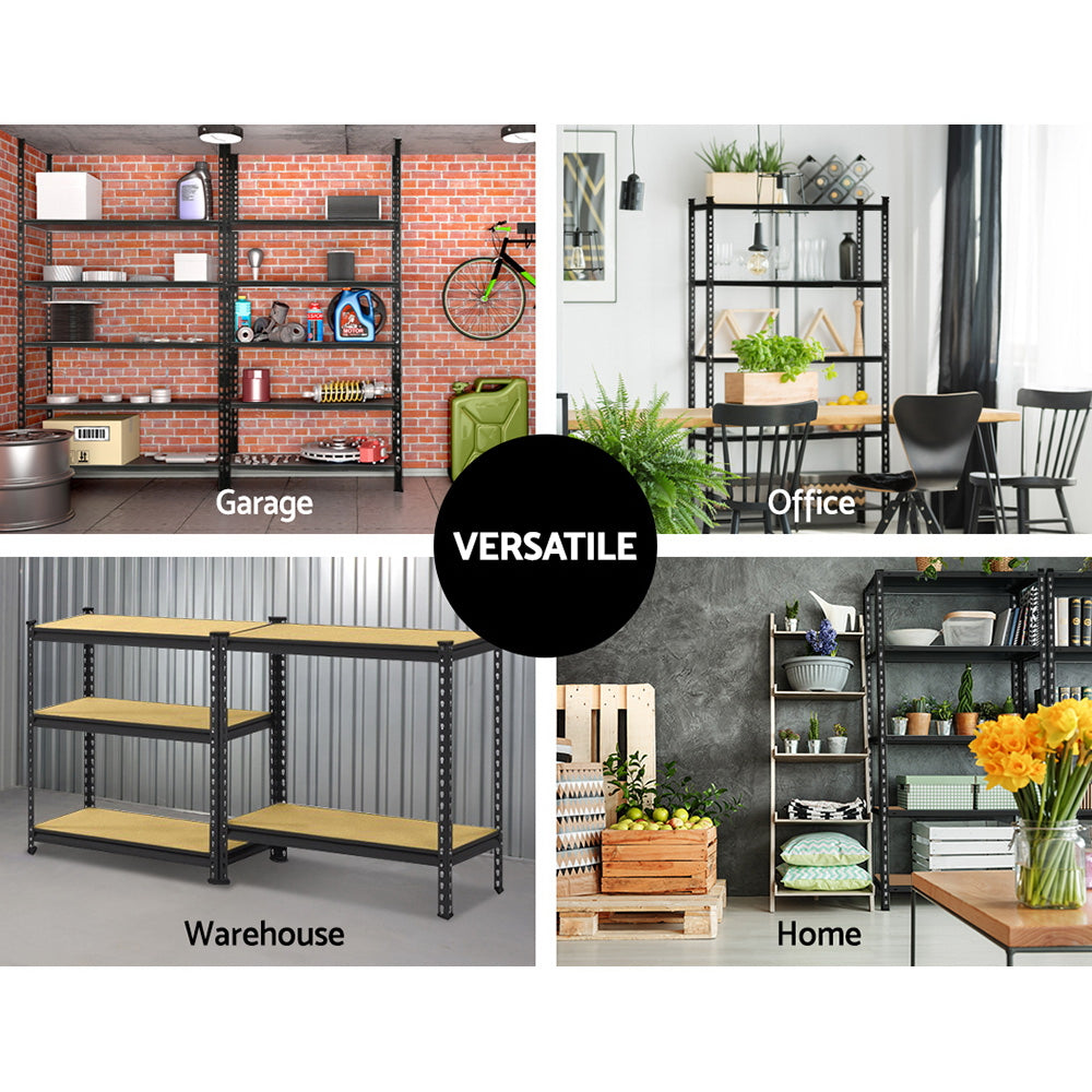 1.8M 5-Shelves Steel Warehouse Shelving Racking Garage Storage Rack Black-5