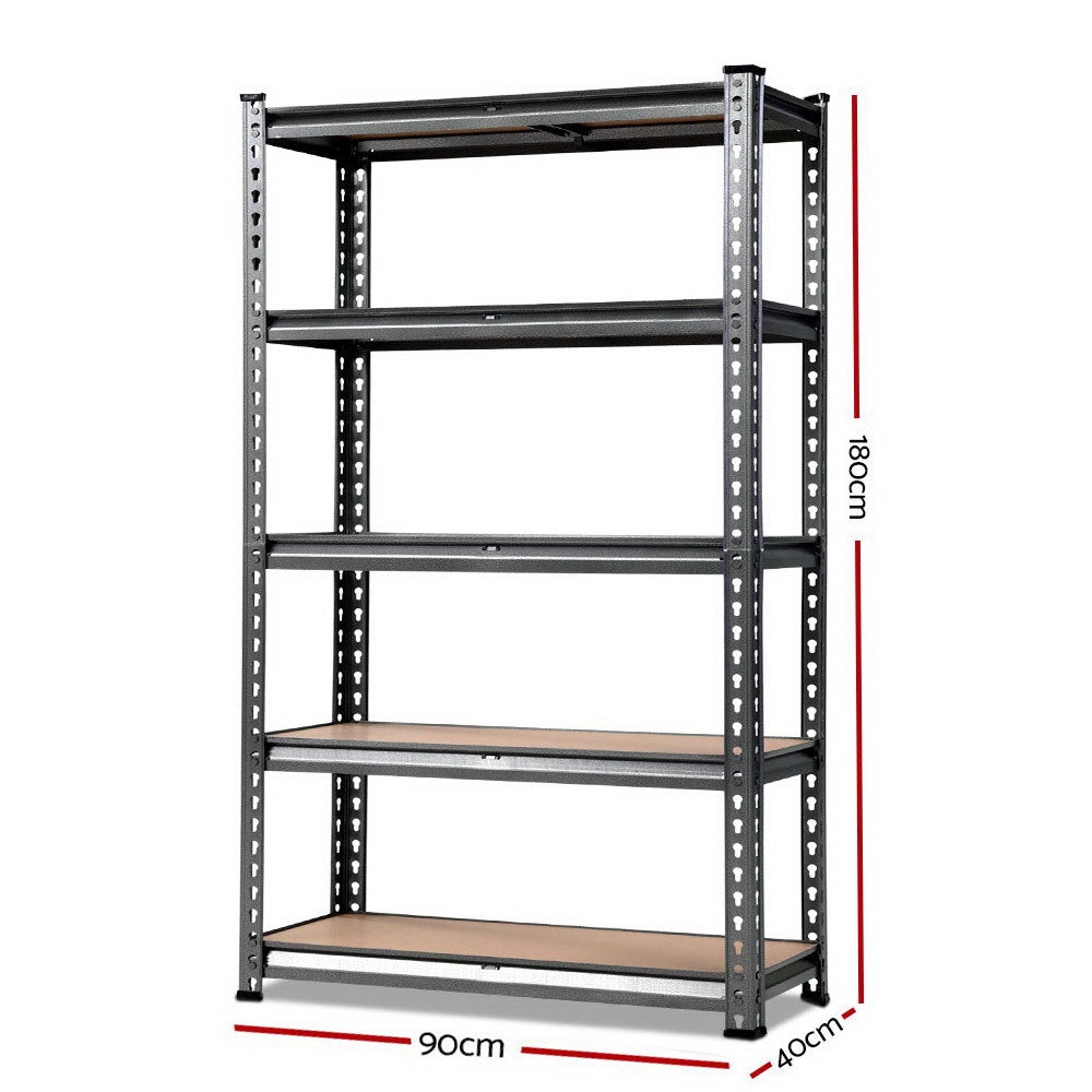 1.8M 5-Shelves Steel Warehouse Shelving Racking Garage Storage Rack Grey-1