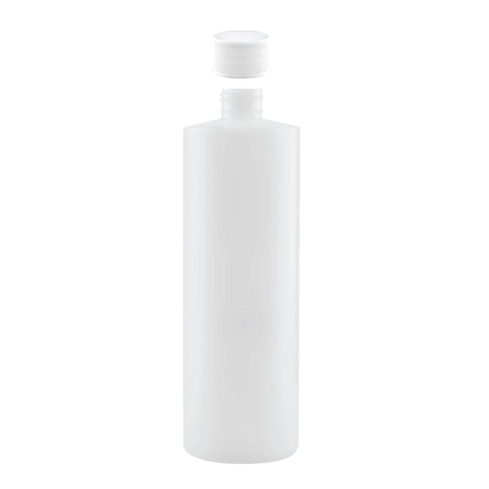 1x 1L Clear HDPE Round Bottle + 28/410 Caps - Empty Plastic Food Storage-0