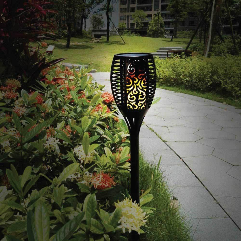 1x Solar Garden LED Torch Outdoor Flame Dancing Flickering Light Tiki Auto Lamp-1